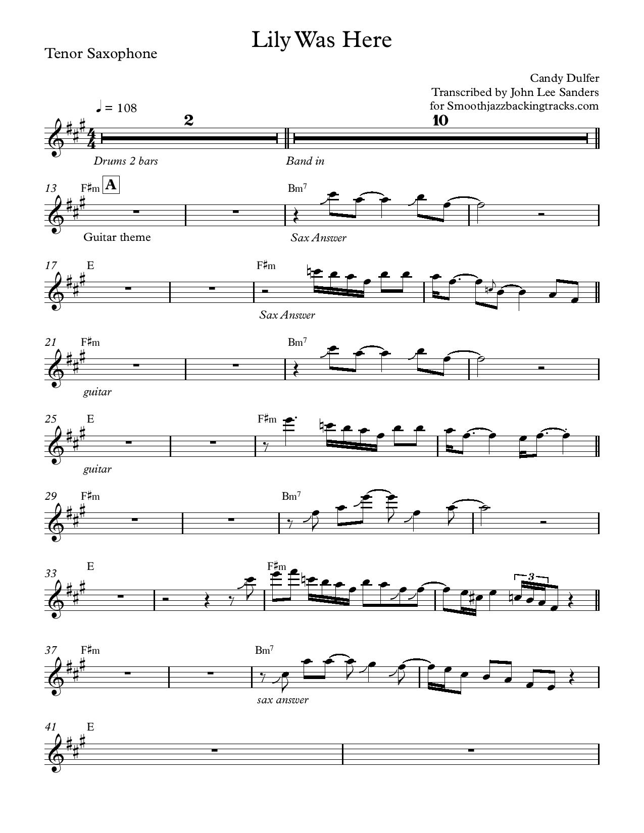 Sax Solo Sheet Music In Printable PDF